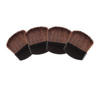 JOINPAYA Lot de 4 Pinceaux à Poudre et Blush Miniatures pour Maquillage, Poils Synthétiques Marron Souples, Manches Noirs Ergonomiques, Pinceaux Plats Demi-lune pour Visage, pour