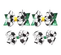 JOINPAYA Lot de 4 Pinces à Cheveux à Nœud Ruban Football en Métal et Tissu, 2 Modèles Paillettes, Accessoires pour Cheveux de Filles Fans de Football, pour Usage Quotidien et Événements