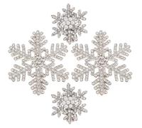 JOINPAYA Lot de 4 Pinces à Cheveux Crocodiles en Strass Argenté Forme Flocons de Neige, Accessoires pour Cheveux Fille et Femme, Décorations Hivernales Brillantes, pour Fêtes et