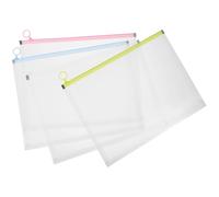 JOINPAYA Lot de 4 Pochettes de Classement A4 en Plastique Translucide Mat, Grand Format Bordures Colorées, Porte-documents Étanche et Léger pour Organisation Bureau et Documents