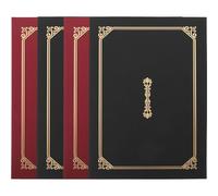 JOINPAYA Lot de 4 Porte-Documents Papier A4 pour Certificats Enveloppes Format Noir et Rouge Foncé Impression Dorée Couvertures de Diplôme Résistantes Cérémonie et Remise de Récompenses