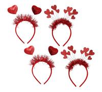 JOINPAYA Lot de 4 Serre-têtes à Paillettes Rouges en Forme de Cœur pour Femme, Accessoire de Saint-valentin Idéal pour Noël, Un Mariage Ou Une Fête Prénuptiale.