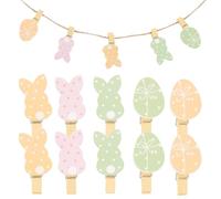 JOINPAYA Lot de 40 Pinces à Photos Décoratives en Bois Thème Lapin de Pâques Clips Photo Compacts pour Accessoires Maison Remplaçables pour Décoration Intérieur Festive