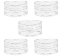 JOINPAYA Lot de 5 Boîtes de Rangement en Plastique Transparentes de Cœur Petites Boîtes à Friandises pour Bijoux et Présents à Dragées pour Mariage Anniversaire et Shower Taille Petit