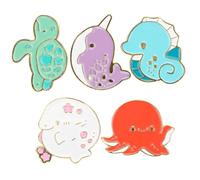 JOINPAYA Lot de 5 Broches en Émail Animaux Marins Broches Fantaisie Dessin Animé Accessoires Décoratifs pour Vêtements Pulls Foulards - Badges Colorés et Mignons pour Usage Quotidien