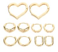 JOINPAYA Lot de 5 Paires de Boucles d'Oreilles Créoles Épaisses Dorées en Alliage Style Minimaliste Taille Moyenne pour Femmes Accessoire Polyvalent Quotidien et Occasions Spéciales