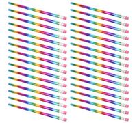 JOINPAYA Lot de 50 Crayons Hb à Mine Effaçable avec Gomme Crayons en Bois Ronds Ergonomiques pour Garçon et Filles D'âge Préscolaire Polyvalent pour Écriture Dessin et Couleur Aléatoire