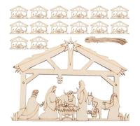 JOINPAYA Lot de 50 Décorations Spirituelles en Bois Naturel pour Sapin de Noël Rondelles Vierges à Suspendre Étiquettes Présents Chrétiennes Décorations de Crèche DIY pour Période de