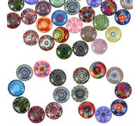 JOINPAYA Lot de 50 Set de Carreaux Ronds Mixtes en Verre 14 MM pour Fabrication de Bijoux Fournitures Loisirs Créatifs Tuiles Mixtes Imperméables pour Décoration DIY Embellissements
