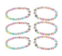 JOINPAYA Lot de 6 Bracelets de Football en Perles de Pâte Polymère pour Garçons et Filles Accessoires Sportifs Colorés Bracelets de Sport pour Supporters et Pom-Pom Jours de Match