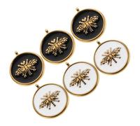 JOINPAYA Lot de 6 Breloques Abeilles en Acier Inoxydable 304 Doré Pendentifs Ronds Émaillés Noir et Blanc Mini Pendentifs Insectes à Suspendre pour Création Bijoux DIY Bracelets Colliers