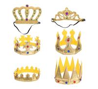 JOINPAYA Lot de 6 chapeaux couronne pour enfants : couronne royale pour anniversaires, déguisement de prince doré, accessoires de fête médiévale pour enfants et garçons, Halloween