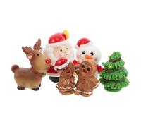 JOINPAYA Lot de 6 Figurines de Noël en Résine Mini Décorations Bonhomme ’Épice Sapin Bonhomme de Neige et Rennes Accessoires pour Jardin Féerique Décoration de Gâteau et Fête de Noël