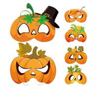 JOINPAYA Lot de 6 Masques Citrouille en Papier Léger avec Élastiques Demi-Masques Décoratifs pour Fêtes d'Halloween et Thanksgiving Accessoires Photo pour Célébrations d'Automne et