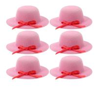 JOINPAYA Lot de 6 Mini Chapeaux Roses avec Nœud Petit Modèle pour Poupées et Décoration de Bouquets ou Bouteilles pour Fêtes et Projets DIY
