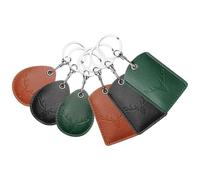 JOINPAYA Lot de 6 Porte-Clés Étui à Cartes d'Accès en Cuir PU Mini Porte-Clés Multifonction Pendentif Dessin Animé Format Compact Rectangulaire et Goutte d'Eau Couleurs Noir Vert