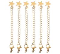JOINPAYA Lot de 6 Rallonges de Chaînes en Acier Inoxydable 5 CM Extension pour Bracelets et Colliers Embouts Étoile Dorés Accessoires pour Création et Réparation de Bijoux