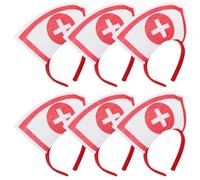 JOINPAYA Lot de 6 Serrage-têtes Infirmière Halloween avec Motif Croix, Accessoires de Déguisement Cosplay, Bandeaux Cheveux pour Fête et Soirée Costumée, Couleur Blanche, Taille Unique
