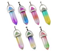 JOINPAYA Lot de 7 pendentifs en verre coloré dégradé, double pointe hexagonale, accessoires DIY pour création de bijoux, colliers, bracelets, boucles d’oreilles, cadeau d’anniversaire