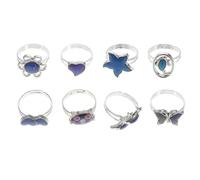 JOINPAYA Lot de 8 Bagues Thermochromiques à Ouverture Ajustable Bagues D’Humeur Motifs Animaux et Fleurs Bijoux Colorés pour Filles Accessoires Mode pour Usage Quotidien et Fêtes