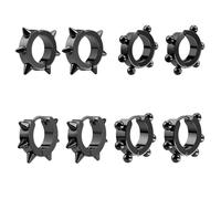 JOINPAYA Lot de 8 Boucles D’Oreilles à Clip en Acier Titane Mix Pointe Conique et Boule Noir pour Femme et Adolescente sans Perçage Set et Polyvalent pour Soirée et Présent