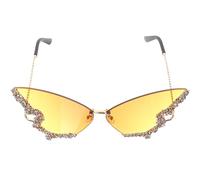 JOINPAYA Lunettes de Soleil sans Monture Vintage pour Femmes Grandes Lunettes Oversize à Strass Décoratifs Protection UV pour Fêtes Plage et Sorties Estivales Années 90 Amusantes