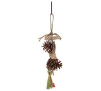 JOINPAYA Mâcher pour Perroquet Bois de Pomme de Pin Naturelle Accessoire Suspendu pour Cage Balançoire Entraînement à Équilibre Décor Sécurisé pour Perruche de Taille Moyenne
