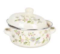 JOINPAYA Marmite en Émail 1,1l Double Poignées, Casserole Épaisse Multifonctionnelle en Émail pour Cuisson sur Plaques à Induction et Gaz, Soupière Vintage pour Soupe, Porridge et Fruits