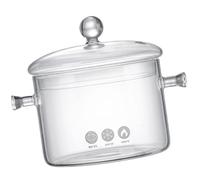 JOINPAYA Marmite en Verre Transparente 1350 Ml Double Anse, Casserole Résistante la Chaleur pour Cuisson de Nouilles, Soupes et Sauces, Ustensile Cuisine Pratique pour Maison et Repas