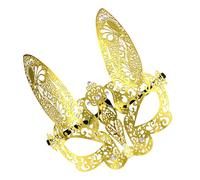 JOINPAYA Masque de Carnaval Lapin en Alliage Doré Demi-visage Élégant Moulé pour Soirée du Nouvel An ou Récital de Danse, Accessoire Chic et Sophistiqué