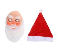 JOINPAYA Masque de Père Noël Réaliste en Latex Barbe Blanche Intégrale et Bonnet Rouge Accessoire de Déguisement pour Adultes et Adolescents Costume de Fête de Noël et Carnaval Confort