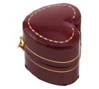 JOINPAYA Mini Coffret à Bijoux Vintage de Cœur Rouge Foncé, Boîte à Alliances Portable pour Bagues et Boucles D’oreilles, Organisateur Compact pour Voyage et Mariage