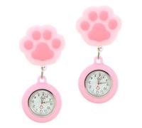 JOINPAYA Montre de Médecin à Clip Rétractable Lot de 2 Montres à Gousset Infirmière Cadran Large Design Cartoon Rose Doux pour Infirmières et Étudiants en Milieu Médical