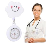 JOINPAYA Montre de Poche d'Infirmière Télescopique Blanche Cordon Extensible Design Souriant Nuage Montre Suspendue Pratique pour Infirmières et Aides-Soignantes Lecture Facile et Usage