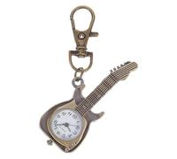 JOINPAYA Montre de Poche Vintage en Alliage et Verre Forme Guitare Mouvement à Quartz Montre de Poche Unisexe Porte-Clés Accessoire Élève et Présent Original