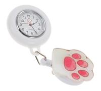 JOINPAYA Montre Infirmière à Clip en Silicone Blanche Motif Pied Montre de Poche Médicale Grand Cadran pour Surveillance Infirmière et Usage Professionnel