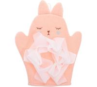 JOINPAYA Moufles de Toilette pour Bébé Fille en Polyester Double Face Exfoliant Peau Motif Lapin Rose, Léger et Facile à Transporter pour Bain et Gommage