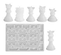 JOINPAYA Moule en Silicone pour Pièces D’échecs Soi-même 6 Moules 3D Roi Reine Fou Chevalier Tour Pion Souple Accessoires Loisirs Créatifs pour Jeux D’échecs et Décoration Artisanale