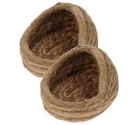 JOINPAYA Nid de Poule Tressé en Paille Naturelle 2 Pièces, Nid de Ponte 15 Cm pour Poules Pondeuses, Poulailler Cabane Tissée, Maisonnette Confortable pour Petits Animaux, Isolant