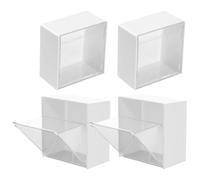 JOINPAYA Organisateur Mural Blanc 4 Pièces en PS pour Cotons-tiges, Boîte de Rangement Compacte Couvercle, Bureau ou Salon