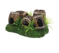 JOINPAYA Ornement Aquarium en Résine Tonneau Cassé Naturel, Cachette pour Poisson Betta et Crevettes, Décoration Réaliste pour Aquariophilie, Refuge Sécurisé pour Petits Poissons,