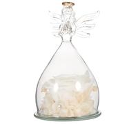 JOINPAYA Ornement Artisanal en Verre avec Rose Éternelle Blanche et Statue d'ange sous Cloche, Décoration Intérieure de Fleur Préservée, Présent Romantique Saint-Valentin, Décor de Scène