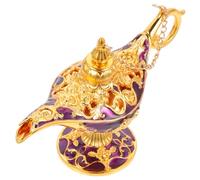 JOINPAYA Ornement Lampe à Huile Style Oriental en Alliage de Zinc Petit Format Doré et Violet, Décoration Lumineuse de Fête pour Maison et Bureau, Objet Décoratif Créatif et Charmant