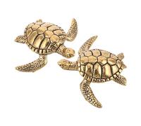 JOINPAYA Ornements Bain d'oiseaux en Laiton Forme Tortue 2pcs, Décorations Artisanales Multifonctions pour Bol de Jardin et Bain d'oiseaux Extérieur
