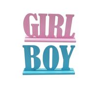 JOINPAYA Ornements en Bois pour Fête de Révélation de Bébé 2 Pièces, Décoration de Shower Prénatale Unisexe, Centre de Table Naturel et Réutilisable pour Événement