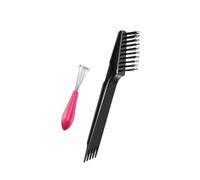 JOINPAYA Outil de Nettoyage pour Peignes à Griffes en Pp et Acier Inoxydable, Ensemble 2 Pièces pour Éliminer Cheveux, Accessoire Indispensable pour Soins Capillaires à Domicile et Salons,