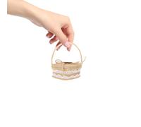 JOINPAYA Panier à Bagues de Demande en Mariage de Cœur, Panier Pratique en Jute Noeud Élégant, Mini Boîte à Alliances pour Demoiselle D’honneur, Décoration Romantique pour Mariage