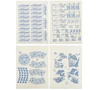 JOINPAYA Papier Transfert Décoratif pour Poterie sous Glaçure Lot de 4 Feuilles Délicates pour Argile Décalcomanies Professionnelles Résistantes et Faciles à Découper Accessoires pour
