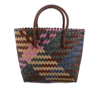 JOINPAYA Paquet Cabas en Plastique Tressé à Blocs de Couleurs Paquet à Main Tissé Bohème pour Femme Léger et Résistant Grand Espace de Rangement pour Plage Festivals et Shopping d'Été