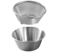 JOINPAYA Passoire Tamis à Mailles Fines en Inox 304, Bol Lave-légumes 14 Cm, Ensemble 2 Pièces pour Égouttoir à Riz et Fruits, Accessoire la Cuisine Polyvalent pour Lavage et Drainage
